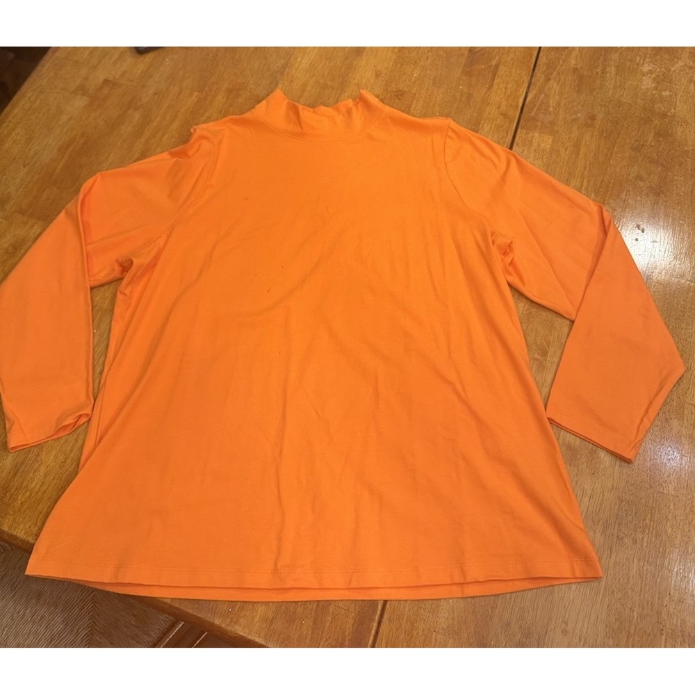 D & CO. Orange Mock Neck Long Sleeve Pullover Tee Size 1X Cotton Fall - Picture 3 of 10